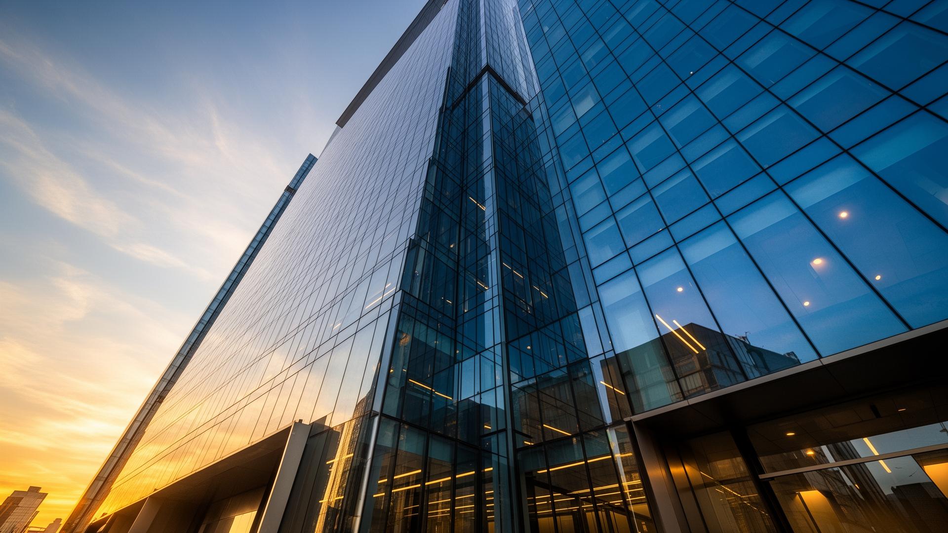 Modern commercial building with structural glazing